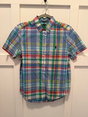 Boys Polo by Ralph Lauren Multicolor Plaid Short-Sleeve Button-Down Shirt Large